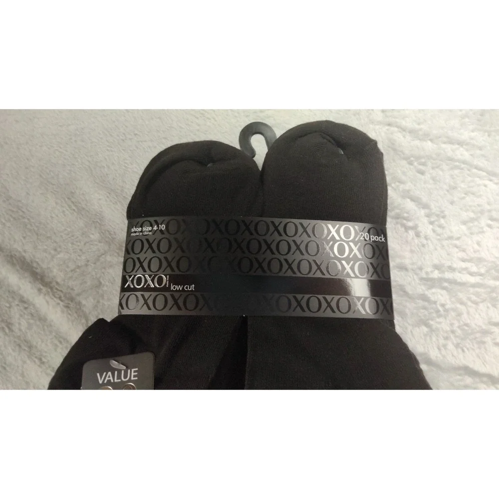 XOXO  Socks Womens Sizes 4 - 10 Black 20 Pairs Low Cut Black Socks